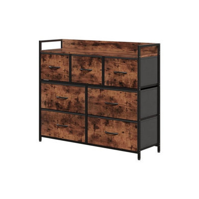 Brown 7 Drawers Storage Cabinet With Fabric Drawers Metal Frame Wood Top - image 1