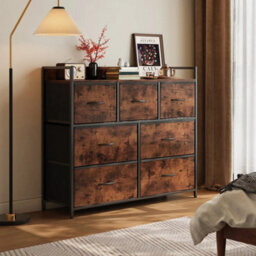 Brown 7 Drawers Storage Cabinet With Fabric Drawers Metal Frame Wood Top - thumbnail 3