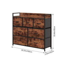 Brown 7 Drawers Storage Cabinet With Fabric Drawers Metal Frame Wood Top - thumbnail 2