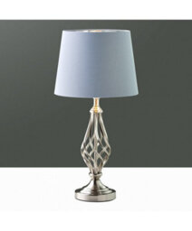 Lighting Supermarket Queenswood Traditional Barley Twist Table Lamp With Grey Silver Lined Shade - Silver Chrome - thumbnail 3