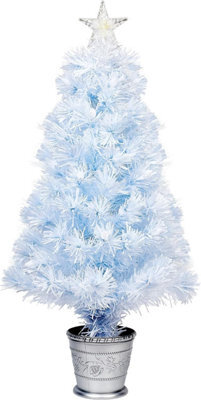 Trendi Sparkling White Fibre Optic Christmas Tree - Silver Base, White Led Cones - (White 2Ft) - image 1