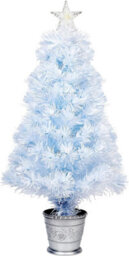 Trendi Sparkling White Fibre Optic Christmas Tree - Silver Base, White Led Cones - (White 2Ft) - thumbnail 1