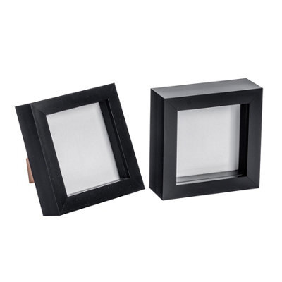 "Nicola Spring 4 X 4"" Photo Frames - Black - 3D Photo Frame Picture Frame Box Portrait Display Case (12.5 X 12.5Cm) Set Of 2" - image 1