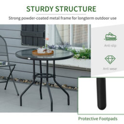 Outsunny Outdoor Round Dining Table Tempered Glass Top W/ Parasol Hole 80Cm - thumbnail 6