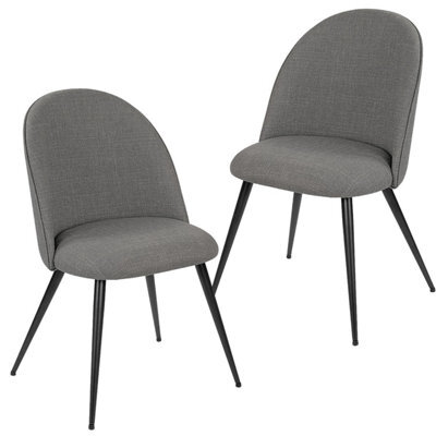 Taylor & Brown 2 X Dining Chairs, Fabric Upholstered With Padded Seat And Metal Legs For Dining Room, Kitchen, Restaurant - Grey - image 1