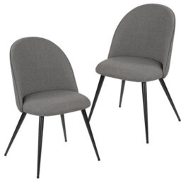 Taylor & Brown 2 X Dining Chairs, Fabric Upholstered With Padded Seat And Metal Legs For Dining Room, Kitchen, Restaurant - Grey - thumbnail 1