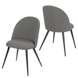 Taylor & Brown 2 X Dining Chairs, Fabric Upholstered With Padded Seat And Metal Legs For Dining Room, Kitchen, Restaurant - Grey - thumbnail 6