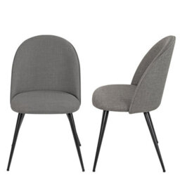 Taylor & Brown 2 X Dining Chairs, Fabric Upholstered With Padded Seat And Metal Legs For Dining Room, Kitchen, Restaurant - Grey - thumbnail 5