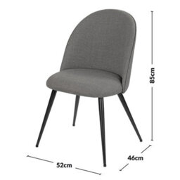 Taylor & Brown 2 X Dining Chairs, Fabric Upholstered With Padded Seat And Metal Legs For Dining Room, Kitchen, Restaurant - Grey - thumbnail 8