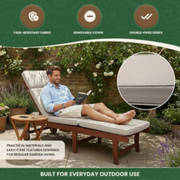 Garden Market Place Garden Furniture Cushion- Cushion For Garden Steamer Chair In Beige - thumbnail 6