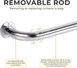 Ameha Blackout Metal Curtain Pole 28mm With Rings Brackets Extra Large & Durable Extendable 160-300 Cm Chrome Rod - thumbnail 8