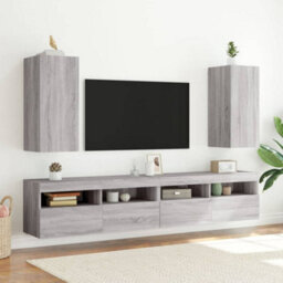 Berkfield Tv Wall Cabinet With Led Lights Grey Sonoma 30.5X35X70 Cm - thumbnail 6