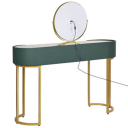 Beliani Dressing Table With Mirror And Stool Vinax Led Dark Green - thumbnail 8
