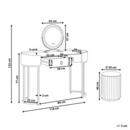 Beliani Dressing Table With Mirror And Stool Vinax Led Dark Green - thumbnail 3