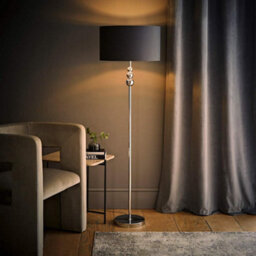 Valuelights Marissa Chrome Stacked Ball Floor Lamp With Charcoal With Chrome Inner Lamp Shade - thumbnail 5