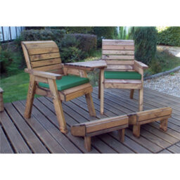 Marlborough Deluxe 2 Seat Angled Lounger Set With 2 X Chair Cushion Green & 1 X Fitted Cover - thumbnail 1