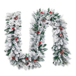 Amorly Christmas Garland, Cedar Xmas Holiday Decoration Snow Flocked Artificial Garland For Stairs Fireplaces Wall Christmas Garland 9Ft - thumbnail 1