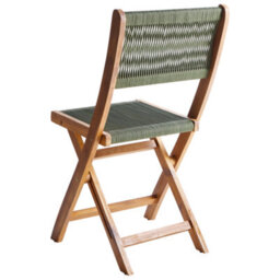 Wyld And Coco Set Of 2 Green Acacia Wood Rope Folding Garden Chairs, Foldable Dining Chairs For Patio And Deck - thumbnail 5