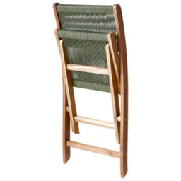 Wyld And Coco Set Of 2 Green Acacia Wood Rope Folding Garden Chairs, Foldable Dining Chairs For Patio And Deck - thumbnail 7