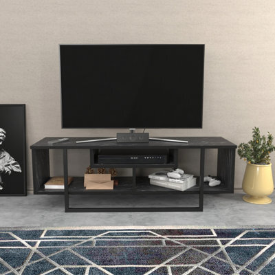 Decorotika Astona Tv Stand Tv Unit For Tvs Up To 55 Inch Black Marble Effect And Black - image 1
