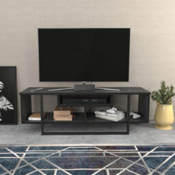 Decorotika Astona Tv Stand Tv Unit For Tvs Up To 55 Inch Black Marble Effect And Black