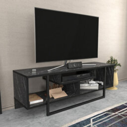 Decorotika Astona Tv Stand Tv Unit For Tvs Up To 55 Inch Black Marble Effect And Black - thumbnail 4
