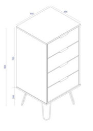 Core Products Augusta Grey Industrial 4 Drawer Narrow Chest H90.3Cm X W45.0Cm X D39.5Cm - thumbnail 6