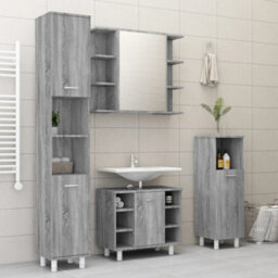 Walplus Bathroom Mirror Cabinet Grey Sonoma 80X20.5X64Cm Engineered Wood - thumbnail 8