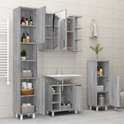 Walplus Bathroom Mirror Cabinet Grey Sonoma 80X20.5X64Cm Engineered Wood - thumbnail 9