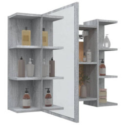 Walplus Bathroom Mirror Cabinet Grey Sonoma 80X20.5X64Cm Engineered Wood - thumbnail 4