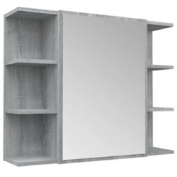 Walplus Bathroom Mirror Cabinet Grey Sonoma 80X20.5X64Cm Engineered Wood - thumbnail 2