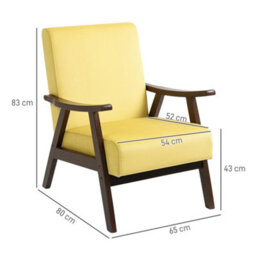 Homcom Velvet Armchair With Solid Wood Frame And Thick Padded, Champagne - thumbnail 3