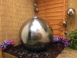 Outdoor Living UK 75Cm Stainless Steel Sphere Modern Metal Solar Water Feature - thumbnail 2