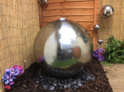 Outdoor Living UK 75Cm Stainless Steel Sphere Modern Metal Solar Water Feature - thumbnail 6