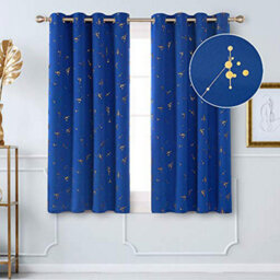 Deconovo Eyelet Blackout Curtains, Gold Constellation Printed Curtains For Boys Bedroom, 66 X 54 Inch(W X L), Royal Blue, 2 Panels - thumbnail 2