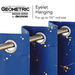 Deconovo Eyelet Blackout Curtains, Gold Constellation Printed Curtains For Boys Bedroom, 66 X 54 Inch(W X L), Royal Blue, 2 Panels - thumbnail 4