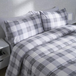 Ohs Gingham Check Coverless Duvet 10.5 Tog Bedding Pillowcases, Grey - King - thumbnail 3