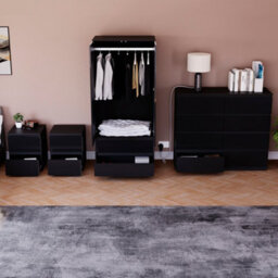 Lassic Vida Designs Glinton 4 Piece Black Fsc Bedroom Set - (8 Drawer Chest, 2 Door Wardrobe, 2 Drawer Bedside Chest X2) - thumbnail 3