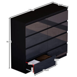 Lassic Vida Designs Glinton 4 Piece Black Fsc Bedroom Set - (8 Drawer Chest, 2 Door Wardrobe, 2 Drawer Bedside Chest X2) - thumbnail 9