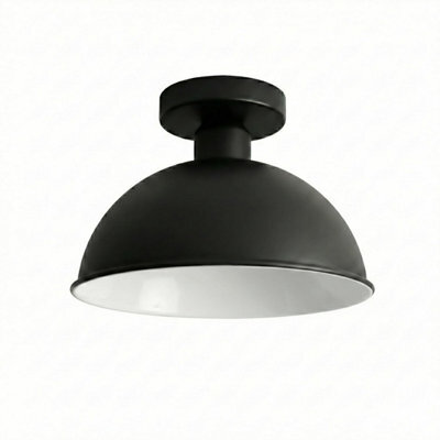 Industrial-Semi Flush Mount Vintage Ceiling Light Metal 21cm Dome Lampshade Pendant Light for Farmhouse Porch Kitchen - image 1