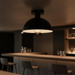 Industrial-Semi Flush Mount Vintage Ceiling Light Metal 21cm Dome Lampshade Pendant Light for Farmhouse Porch Kitchen - thumbnail 3