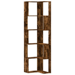 Berkfield Elegant Corner Bookcase 5-Tier Smoked Oak 50X50X179 Cm Engineered Wood