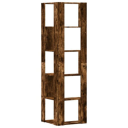 Berkfield Elegant Corner Bookcase 5-Tier Smoked Oak 50X50X179 Cm Engineered Wood - thumbnail 6