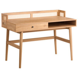 Beliani Office Desk With Memo Board Noven Light Brown 120 Cm 60 Cm