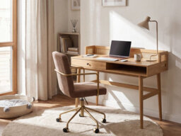 Beliani Office Desk With Memo Board Noven Light Brown 120 Cm 60 Cm - thumbnail 2