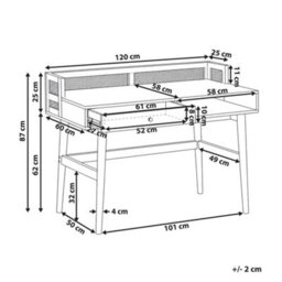 Beliani Office Desk With Memo Board Noven Light Brown 120 Cm 60 Cm - thumbnail 3
