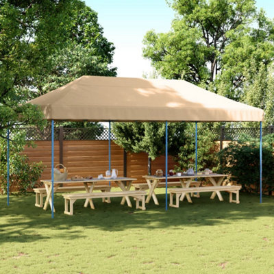 Walplus Foldable Party Tent Garden Gazebo Canopy Pop-Up Beige 580X292X315 Cm - image 1