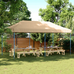 Walplus Foldable Party Tent Garden Gazebo Canopy Pop-Up Beige 580X292X315 Cm - thumbnail 1