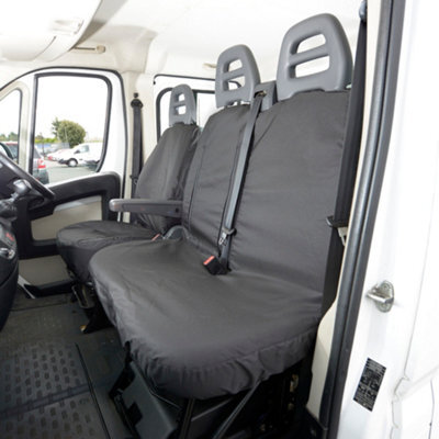 Uk Custom Covers Citroen Jumper 2006-2022 Black Front Seat Covers - 3 Seats, Pulldown Tray - image 1