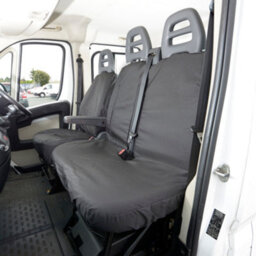 Uk Custom Covers Citroen Jumper 2006-2022 Black Front Seat Covers - 3 Seats, Pulldown Tray - thumbnail 1